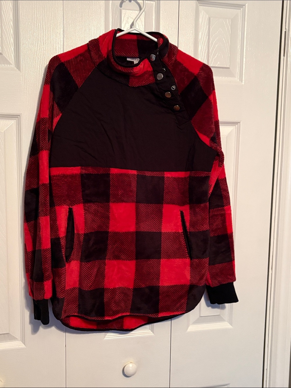 white birch Red and Black Buffalo Plaid Pullover Hoodie
